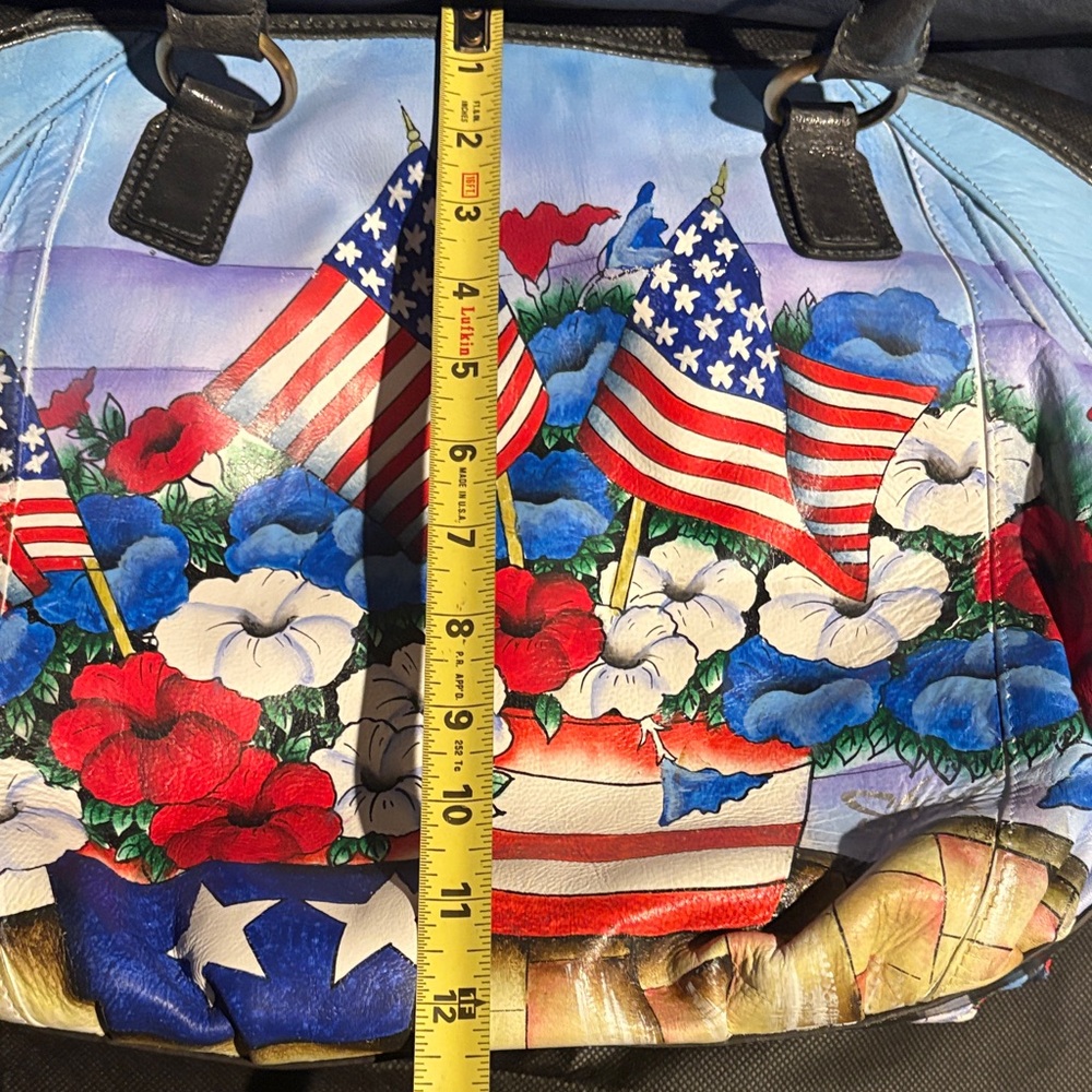 Sharif Patriotic Floral Tote Bag in Blue, Red, White - Picture 8 of 9
